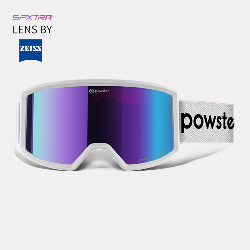 powster goggles Light Year Ski Goggles Phantom Purple and White Frame (Non-Photochromic)