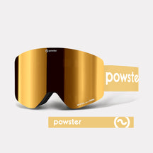 Powster Asteroid ZEISS Lens Ski Goggles Gold Lenses With Gold White Straps