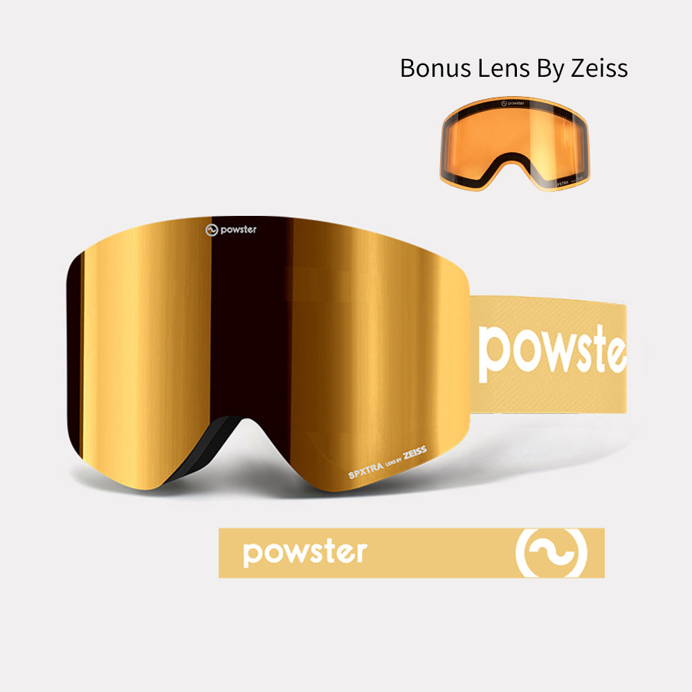 Powster Asteroid ZEISS Bonus Lens Ski Goggles Yellow Lenses With Yellow White Straps