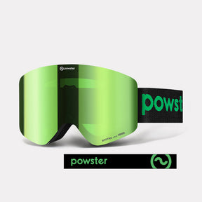 Powster Asteroid ZEISS Lens Ski Goggles  Green Lenses With Black Green Straps