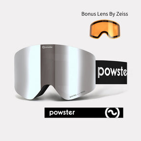 Powster Asteroid ZEISS Lens Bonus Lens Ski Goggles Sliver Lenses With Black White Straps