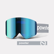 Powster Asteroid ZEISS Lens Ski Goggles Blue Lenses With Grey White Straps