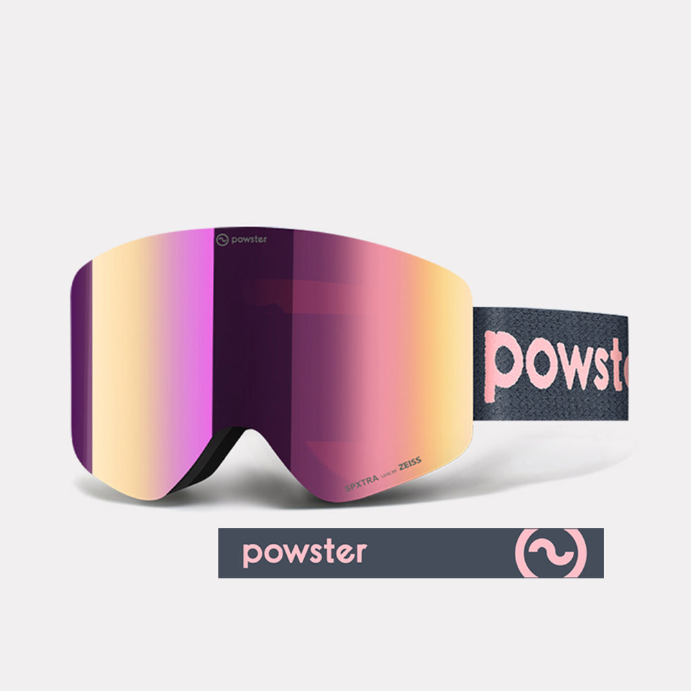 Powster Asteroid ZEISS Lens Ski Goggles Pink Lenses With Black Pink Straps