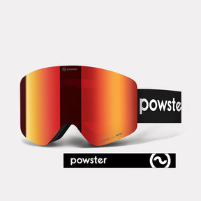 Powster Asteroid ZEISS Lens Ski Goggles  Red Lenses With Black White Straps