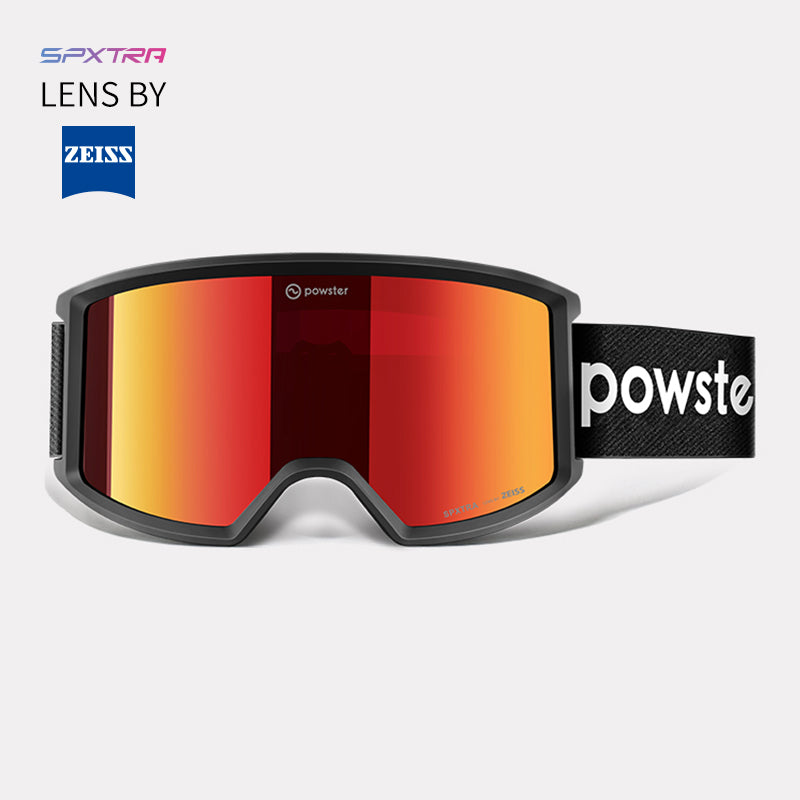 powster goggles Light Year Ski Goggles Sunset Red and Black Frame (Non-Photochromic)